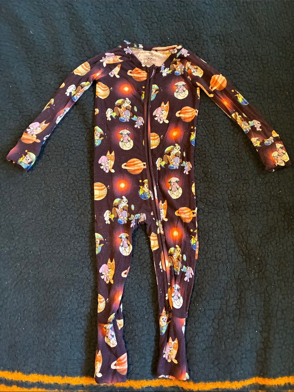 Scoots Kids Space-Themed Pajama - Purple Planet Print